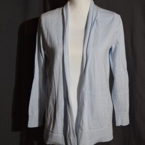 Lands' End Light Blue Open Front Cotton Cardigan Sweater - Women's Size Small